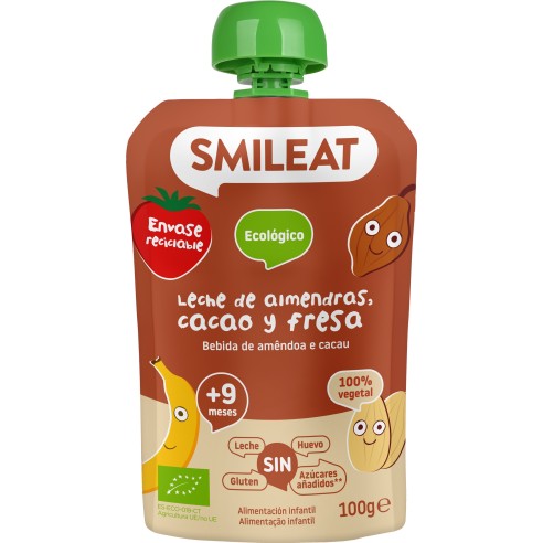 SMILEAT POUCH LECHE ALMENDRAS, CACAO Y FRESA