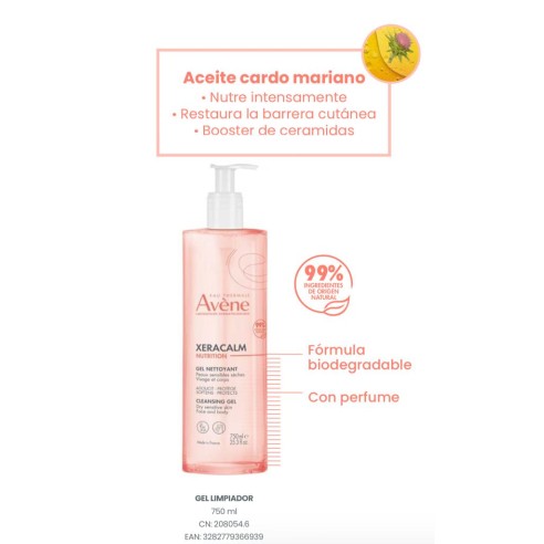 AVÈNE XERACALM NUTRITION GEL LIMPIADOR