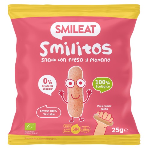 SMILITOS SNACK ECO FRESA Y PLATANO BOLSA 25G