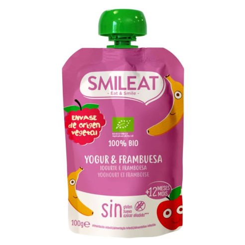 SMILEAT POUCH SABOR YOGUR Y FRAMBUESA 100G