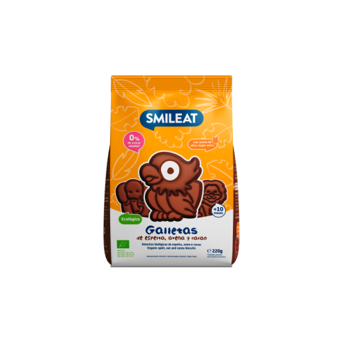 SMILEAT GALLETAS DE ESPELTA AVENA Y CACAO ECO  1 BOLSA 220 G