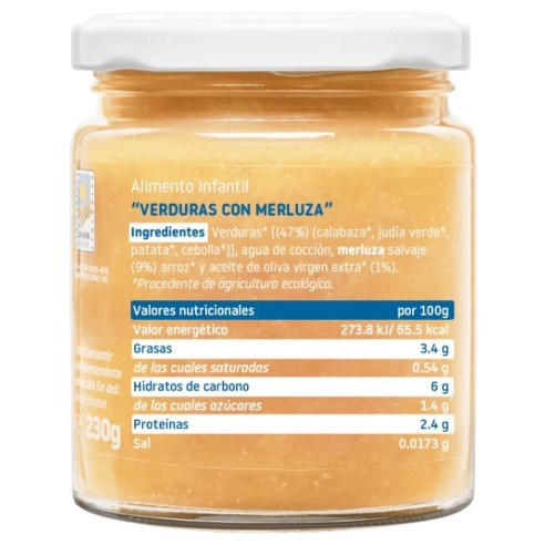 SMILEAT  1 TARRITO 230 G SABOR VERDURA CON MERLUZA