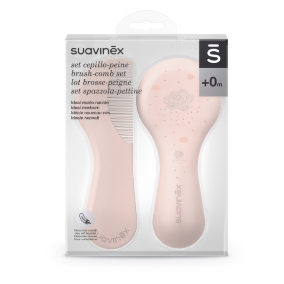 CEPILLO Y PEINE INFANTIL SOFT SUAVINEX ROSA DECORADO
