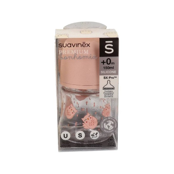 BIBERON PP BOCA ANCHA T SILICONA SUAVINEX PREMIUM 3 POSICION