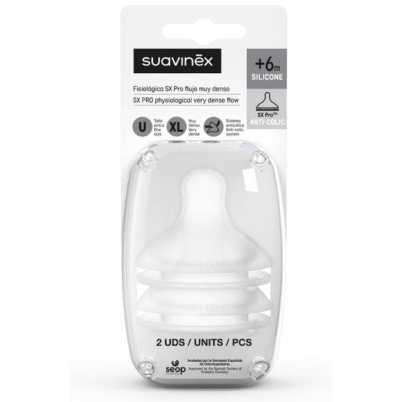 SUAVINEX TETINA SILICONA FISIOLOGICA FLUJO MUY DENSO 6M