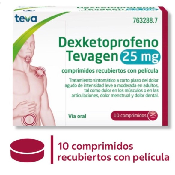 DEXKETOPROFENO TEVAGEN 25 MG 10 COMPRIMIDOS RECUBIERTOS CON