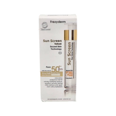 SUN SCREEN VELVET FACE SPF50 FREZYDERM 1 ENVASE...