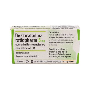 DESLORATADINA RATIOPHARM EFG 5 MG 20 COMPRIMIDOS RECUBIERTOS