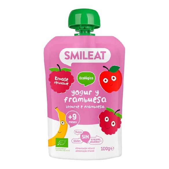 SMILEAT POUCH SABOR YOGUR Y FRAMBUESA 100G