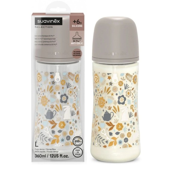 BIBERON PP BOCA ANCHA T SILICONA SUAVINEX PREMIUM 3 POSICION