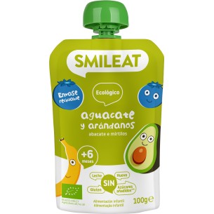 SMILEAT POUCH ECO SABOR AGUACATE Y ARANDANOS 1 BOLSA 100 G S