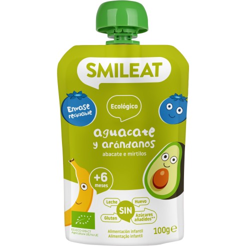 SMILEAT POUCH ECO SABOR AGUACATE Y ARANDANOS 1...