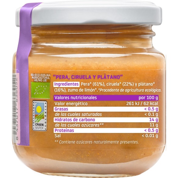 SMILEAT  1 TARRITO 130 G SABOR PERA CIRUELA Y PLATANO