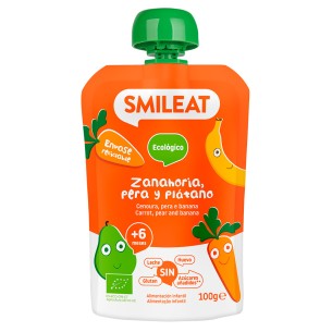 SMILEAT POUCH ZANAHORIA, PERA Y PLATANO 100G